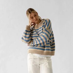 James Street Co Striped Camel Blake Sweater